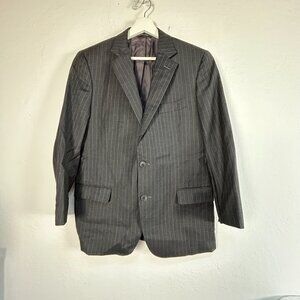 Brooks Brothers Mens Pinstripe Wool Suit Jacket Size 14G Custom Tailored Black